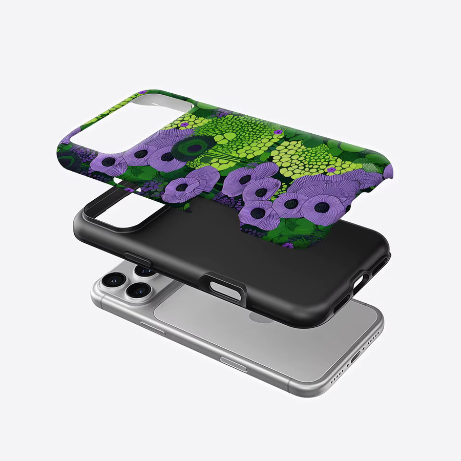 Aurea Case Matte Bumper MagSafe Schutzhülle für iPhone 14 15 16 17 Pro Max Plus in Lila Mohnblumen-Garten - Bild 2