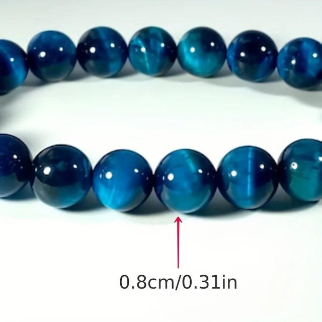 Armband Tigerauge, Perlen, 8mm, Unisex, blau - Bild 1