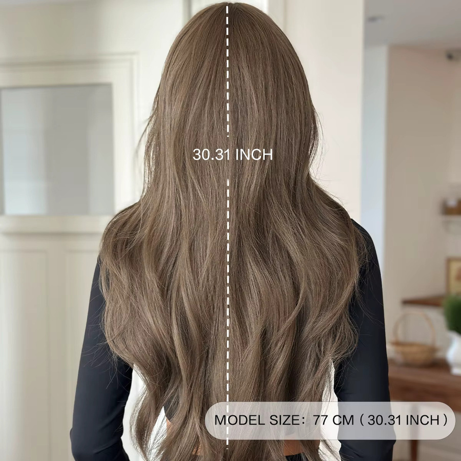 7JHH WIGS Perücke für Damen, braun, lang, glatt, synthetisch - Bild 3