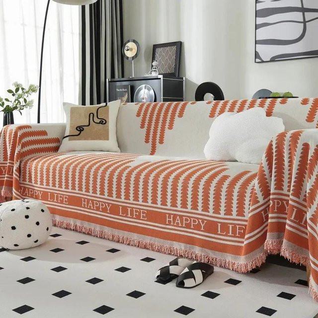 Yiran Furniture Chenille Sofaüberwurf mit Quasten, Waschbare Couchdecke für Wohnzimmer, Camping und Picknick, B/T: 180 x 180 cm - Bild 1