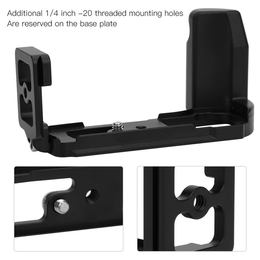Schnellwechselplatte aus Aluminiumlegierung mit L-Handgriffhalterung für Olympus EM5 Micro Four Thirds Kameras in Schwarz - Bild 2