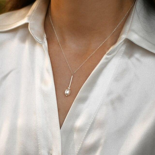 Halskette mit Anhänger, 925 Sterlingsilber, Süßwasserperle, Damen, 40cm - Bild 1