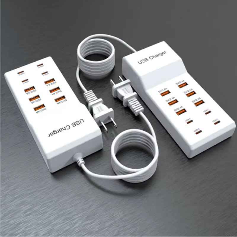 ILEPO USB-Ladestation mit 10 Ports und 50W Schnellladegerät inklusive USB-C Hub in Weiß für iPhone, Samsung, Xiaomi und Huawei sowie Tablets und weitere Multi-Geräte - Bild 4