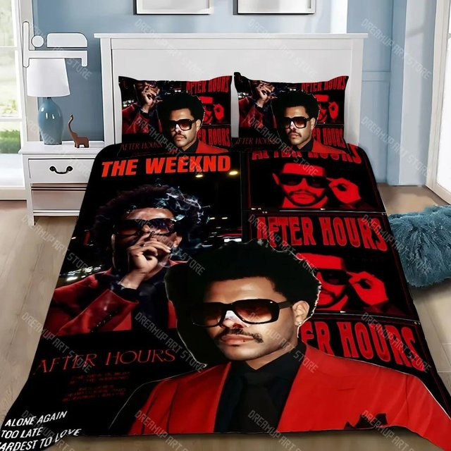 Bettwäsche-Set mit The Weeknd XO Motiv aus Mikrofaser, Bettbezug und Kissenbezug in Rot, B/T: 200 x 230 cm - Bild 1