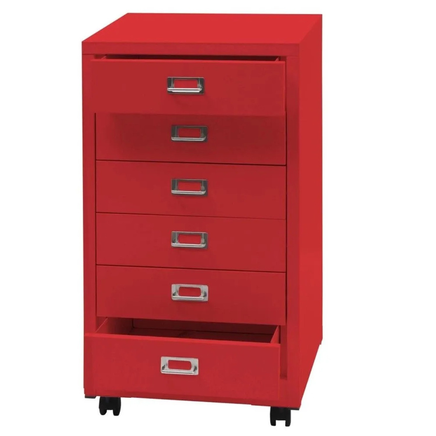 Rollcontainer MCW-L49 Schubladenschrank aus Metall in Rot mit 6 Schubladen, H: 75 cm, B: 40 cm, T: 41 cm - Bild 2