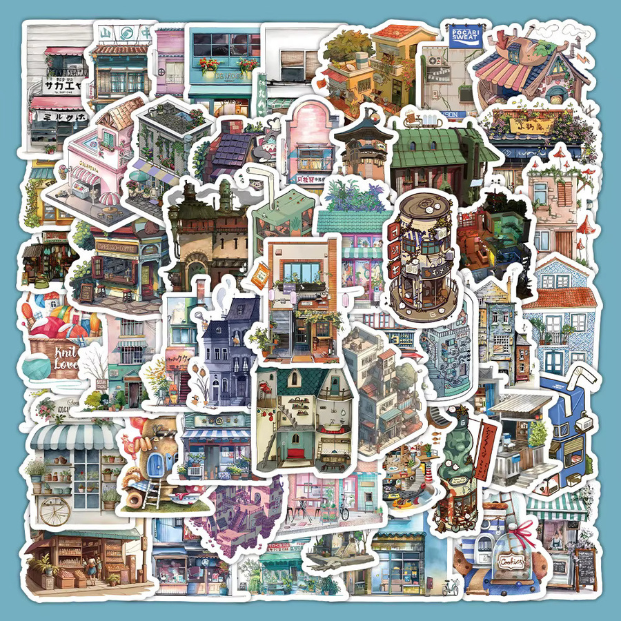 60 Stück Anime Graffiti Aufkleber mit japanischer Architektur in Multicolour von BulingBulingStickers Shop - Bild 2