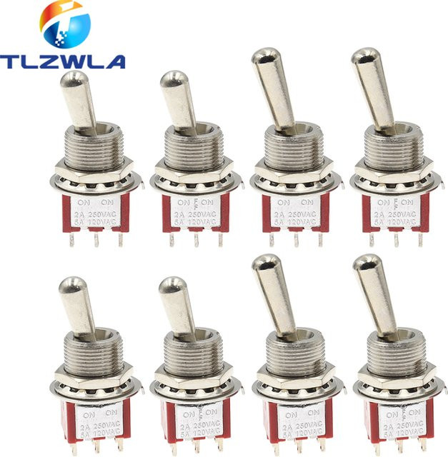 Mini Kippschalter Sh T80-T z1 Serie mit langem 12mm Griff, Panel Mount, Silber, 5A 125VAC - Bild 1