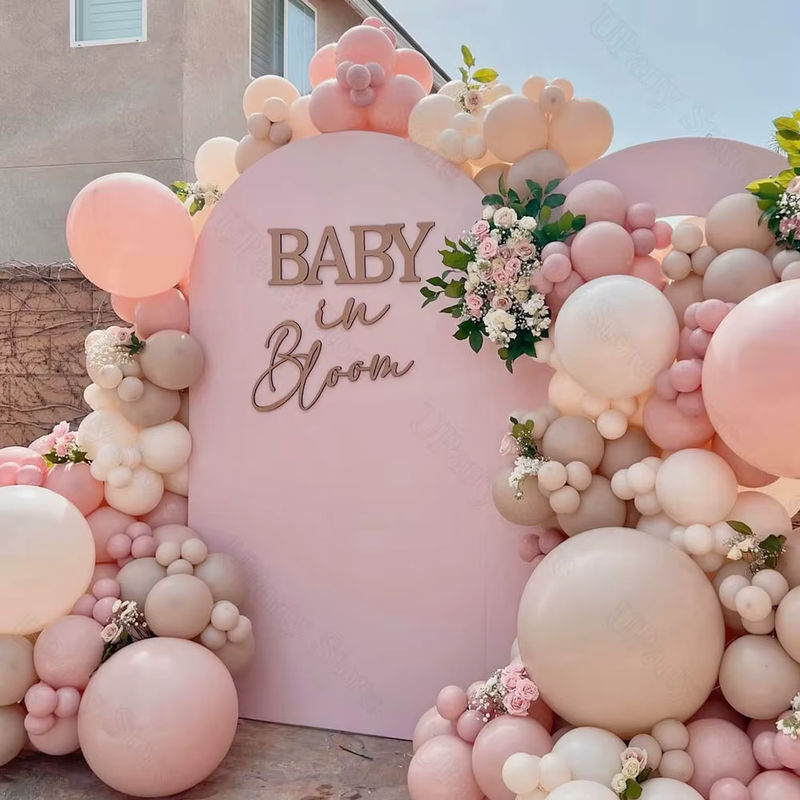 Boho Luftballon-Bogenset MicroPlush in Staubrosa, Elfenbeinweiß und Sand für Geburtstag, Babyparty und Hochzeit - Bild 4