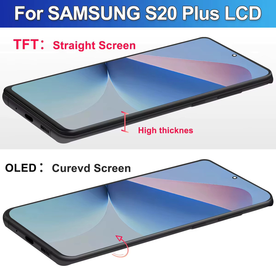 Samsung S20 Plus G985F Ersatz LCD Display mit Rahmen OLED/TFT Touchscreen Digitizer in Schwarz oder Silber - Bild 3