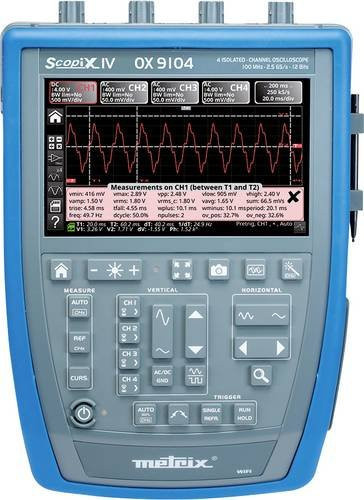 Metrix OX 9104 Digital-Oszilloskop 100MHz 4-Kanal 2.5 GSa/s 100 kpts 12 Bit Digital-Speicher DSO Handgerät in Schwarz-Blau - Bild 1