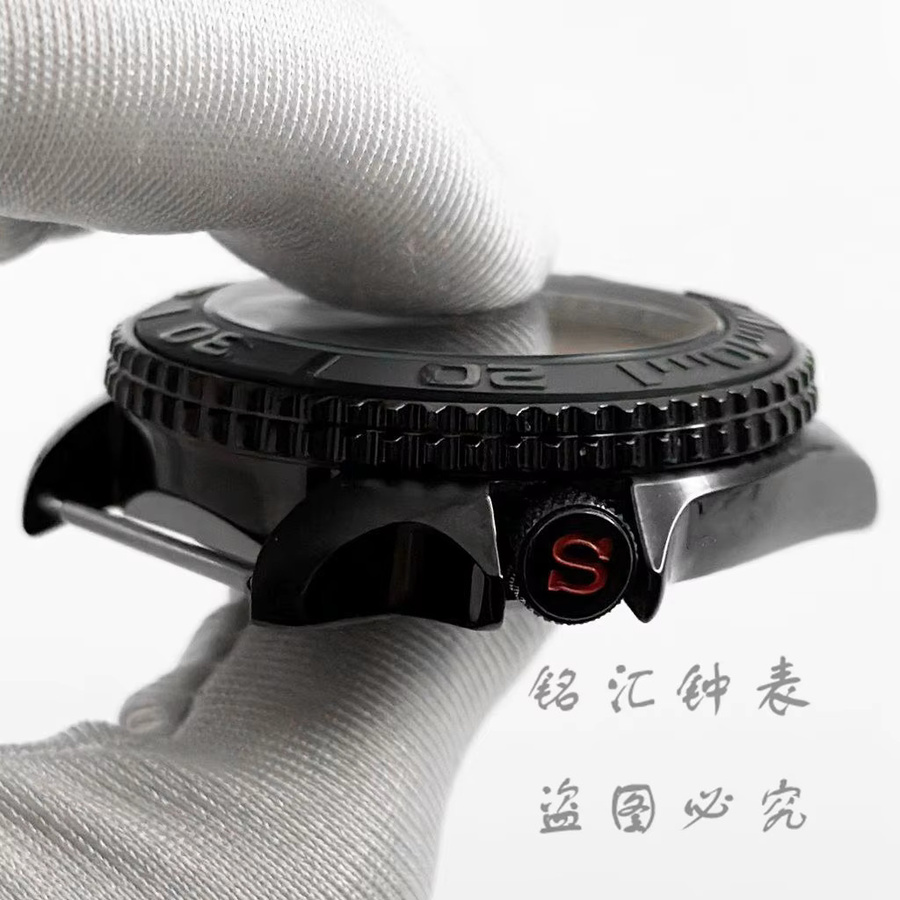 LIYAN Uhrengehäuse Edelstahl, Schwarz, 42 mm, schräge Lünette - Bild 3