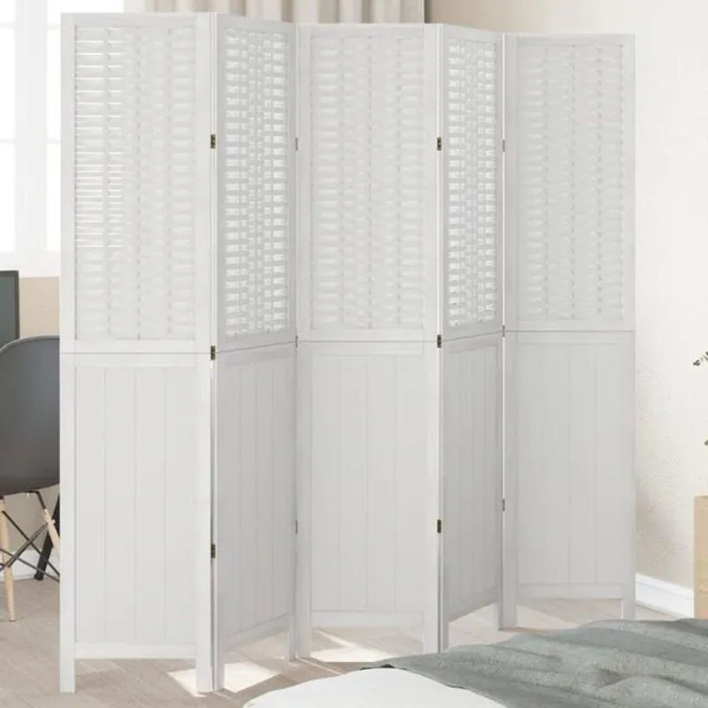 5-tlg. Raumteiler Vidaxl aus Massivholz in Weiß im Landhausstil - Bild 1