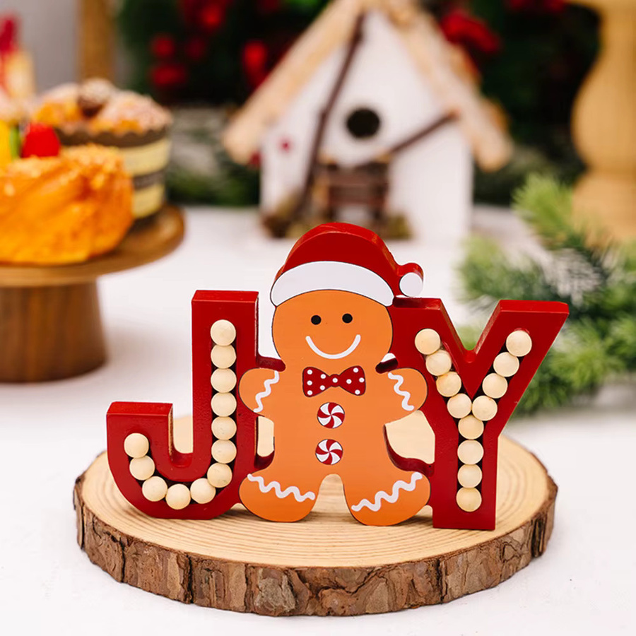 Runtowo JOY Lebkuchenmann Holzornament als bunte Weihnachtsdekoration für dein Zuhause - Bild 4