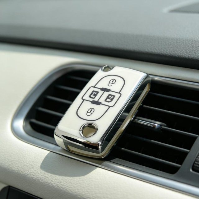Schlüsselanhängerhülle für Peugeot 807 1007 Citroen C8 Fiat Ulysse Fernbedienungsschlüsselschutz in Creme - Bild 1