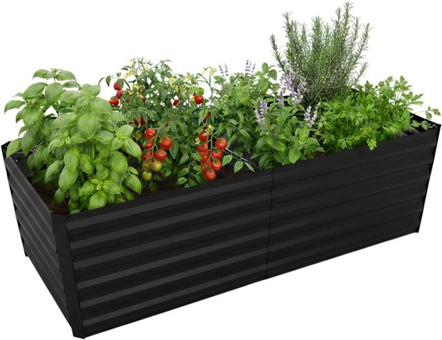 Wetterfestes Relaxdays Hochbeet aus verzinktem Eisen in Schwarz, B/T/H: 180 x 57 x 90 cm - Bild 1