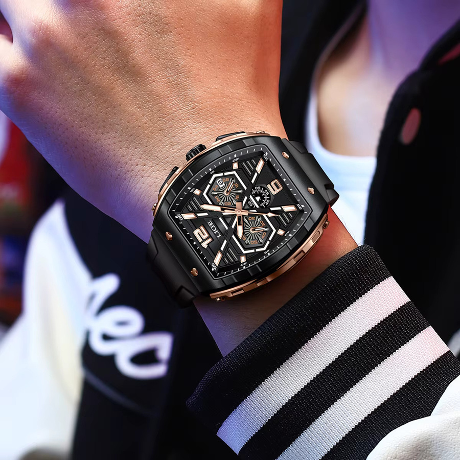 Lige Armbanduhr Quarz, Silikon, Schwarz, Herren - Bild 5