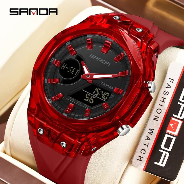SANDA Armbanduhr, Quarz, Analog-Digital, Kunststoff, Schwarz, Herren - Bild 1