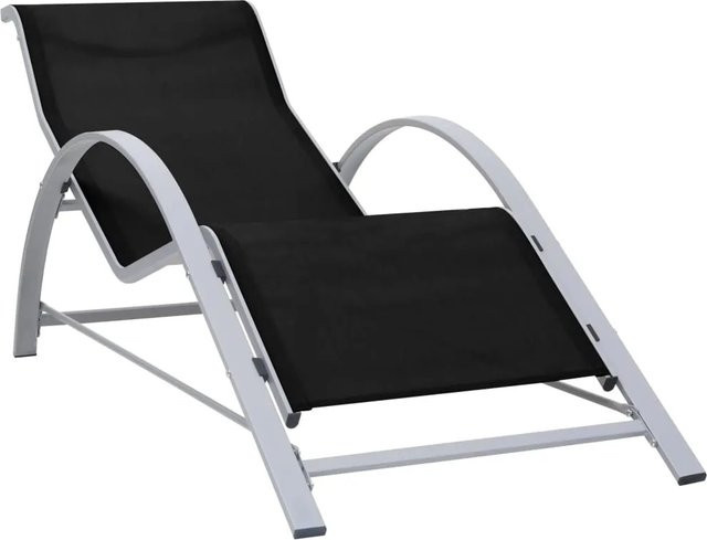 Sonnenliege furnicato aus Textilene und Aluminium in Schwarz, B/T/H: 167 x 60 x 60 cm - Bild 1