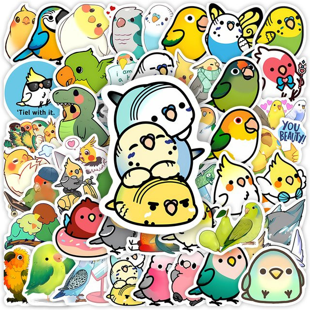 Wasserfeste Cartoon-Papageien-Vogel-Aufkleber für Kinder in Mehrfarbig zur Dekoration von Laptop, Telefon und Flaschen - Bild 1