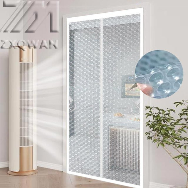 Winddichter Balkon-Magnet Vorhang aus Blasenfolie zur Isolierung, transparent, ohne Bohren - Bild 1