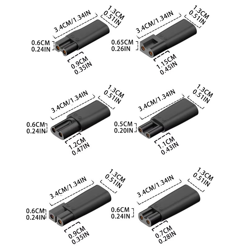 5er Set USB-C Ladeadapter für Rasierer in Schwarz mit zylindrischer Ladeschnittstelle für schnelles Laden - Bild 3