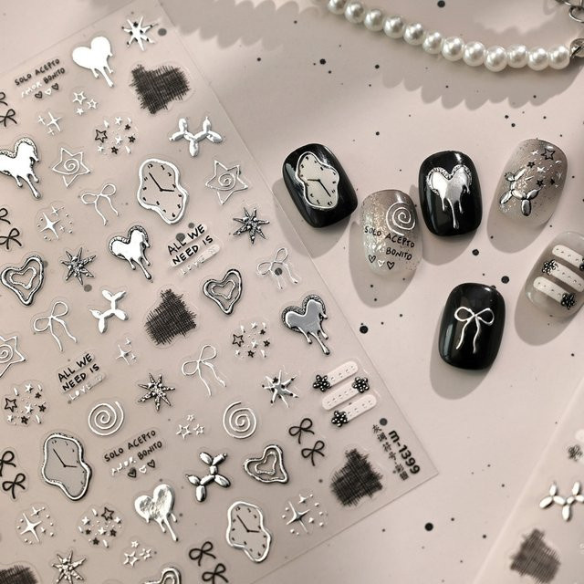 Rhstoe Nagelkunst-Aufkleber, Silbergrau, Metallic - Bild 1