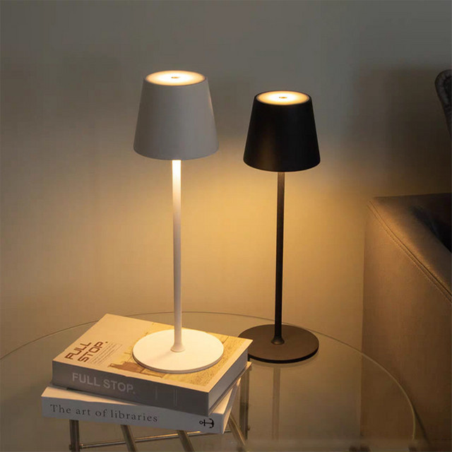 GGBEE Tischlampe Schwarz, Dimmbare Touch-Control LED Tischleuchte mit 3 Farbmodi, USB-C Wiederaufladbar, Minimalistisches Design für Wohnraum und Dekoration - Bild 1