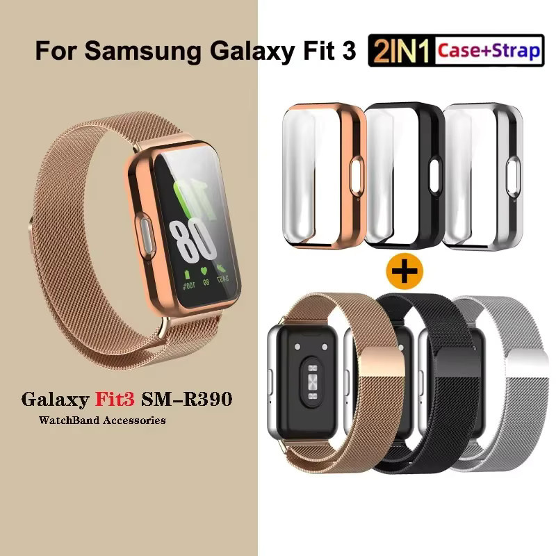Samsung Milanaise-Loop-Armband mit Hülle und Displayschutzfolie, Galaxy Fit 3 - Bild 4
