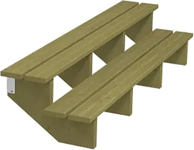 Plus A/S Terrassentreppe mit 2 Stufen aus druckimprägniertem Holz NTR Kl A, B/H/T: 180 x 50 x 34 cm - Bild 1