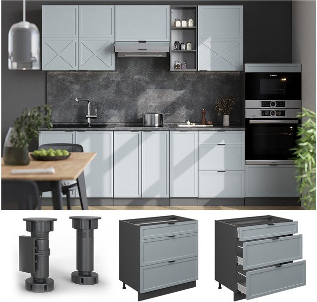 Vicco Schubladenunterschrank Fame-Line in Anthrazit und Hellblau-Grau mit Breite: 80 cm ohne Arbeitsplatte - Bild 1