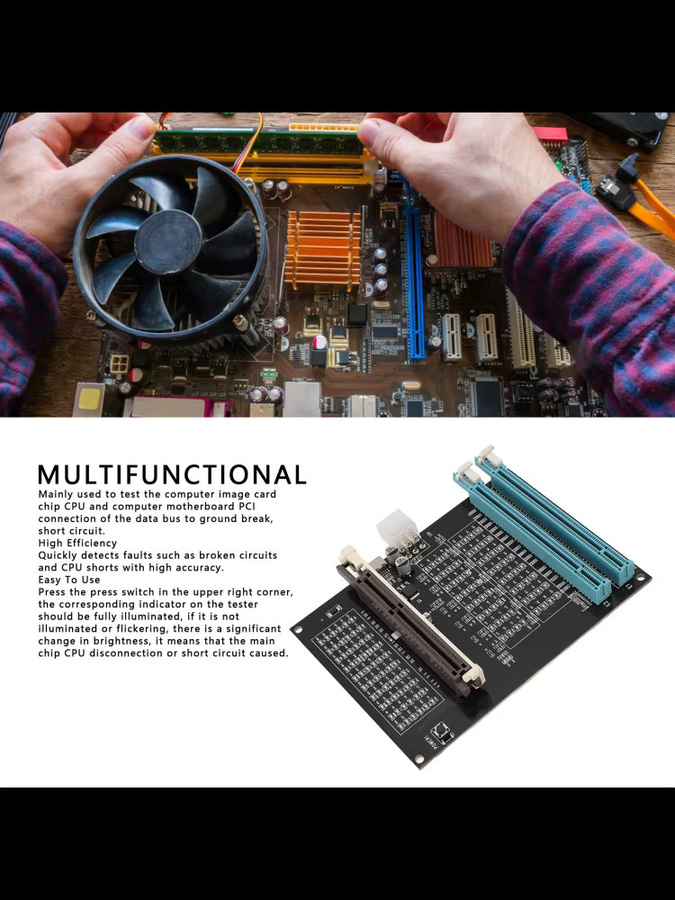 Qiilu Grafikkartentester mit Licht für AGP und PCI-E als Dual Purpose Display Video Diagnosetool in Schwarz - Bild 5