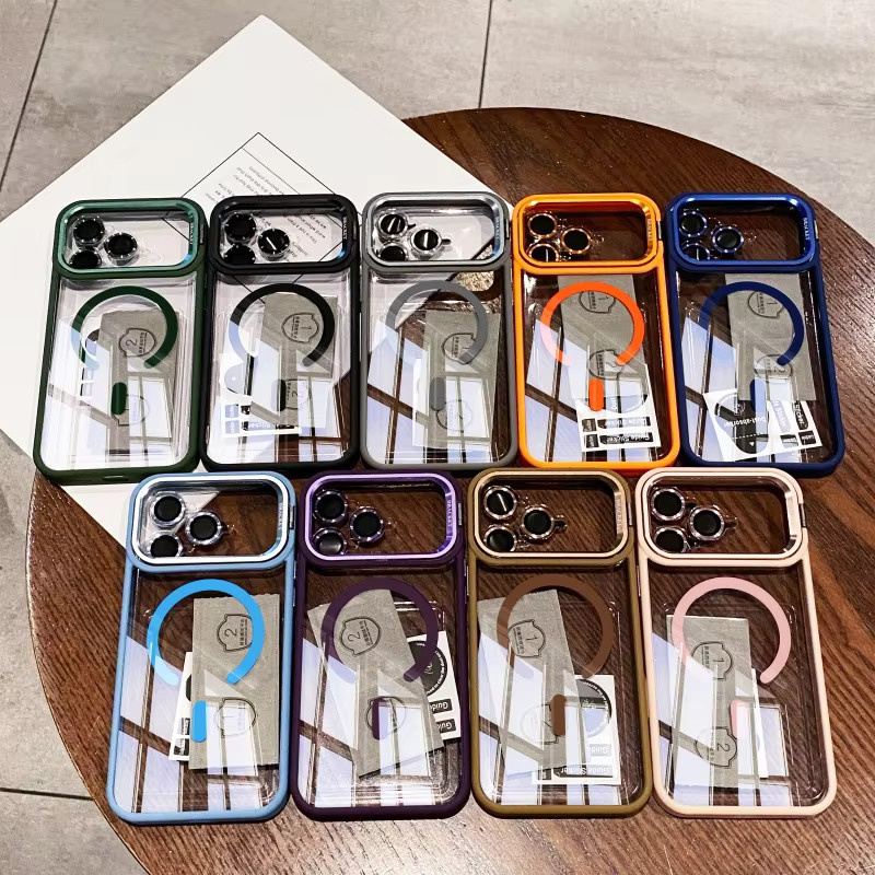 EHUIDE Magnetische Standhülle für iPhone 17 Pro Max 16 15 14 13 12 Plus mit Magsafe und Metalllinsenhalter, Transparente Stoßfeste Abdeckung - Bild 3