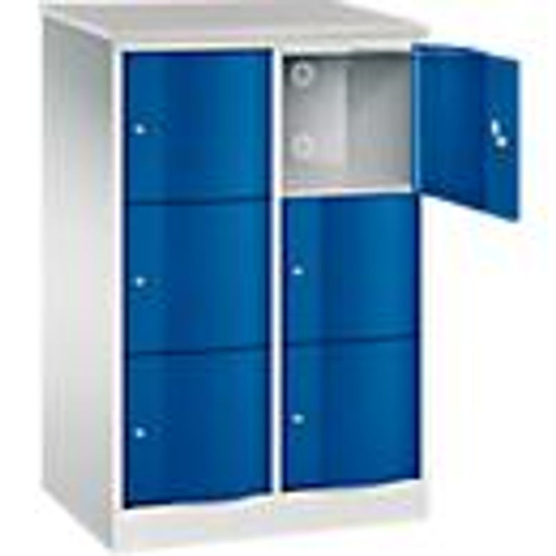 C+P Schließfachschrank Resisto mit 6 Fächern und 2 Abteilen in Lichtgrau und Enzianblau, B/T/H: 77,2 x 54,0 x 125,5 cm - Bild 2