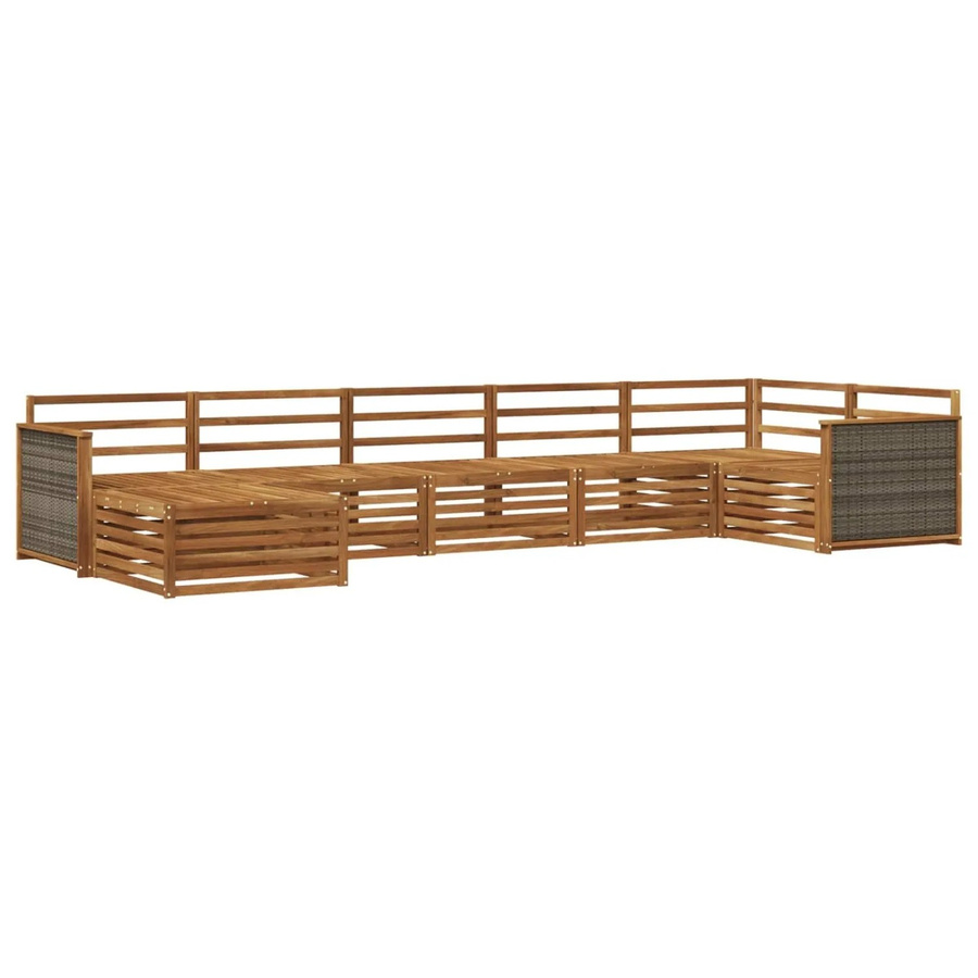 vidaXL Outdoor-Sofagarnitur aus Akazie in Natur, 7-teiliges U-Shape Set mit Latten-Design - Bild 2