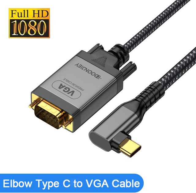 DOONJIEY USB-C zu VGA Adapter in Weiß für 1080P HD Auflösung zur Verbindung von MacBook oder Smartphone mit Monitor und Projektor - Bild 1