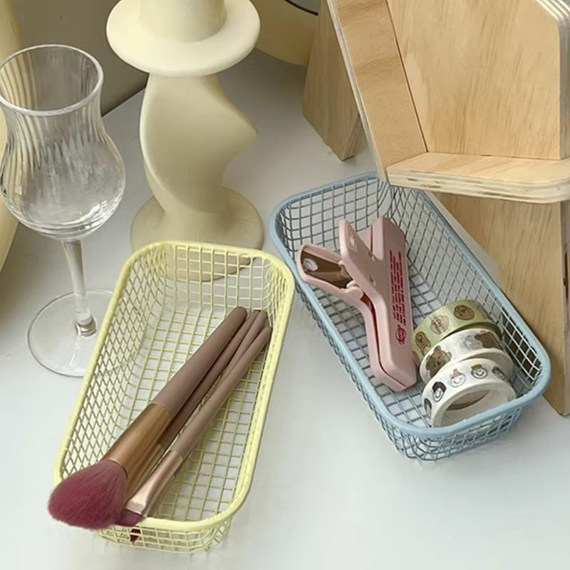 TPXCKz Metall Aufbewahrungskorb in Mesh-Optik als Organizer für Büro, Schreibwaren und Make-Up, Weiß/Mehrfarbig - Bild 2