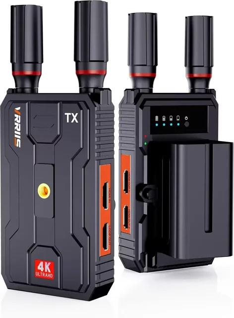 Vrriis 4K UHD Wireless HDMI Extender Dual Display Adapter mit 5G Sender und Empfänger in Schwarz für Live-Streaming und Kamera-Anwendungen mit bis zu 400 m Reichweite - Bild 1