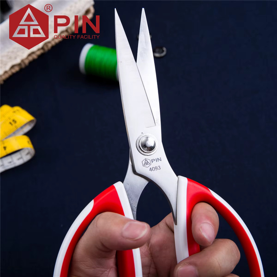 Ultrascharfe Allzweckschere aus Kohlenstoffstahl mit 4-Stufen Komfortgriff in Rot für Büro, Stoff und DIY-Bastelarbeiten - Bild 3