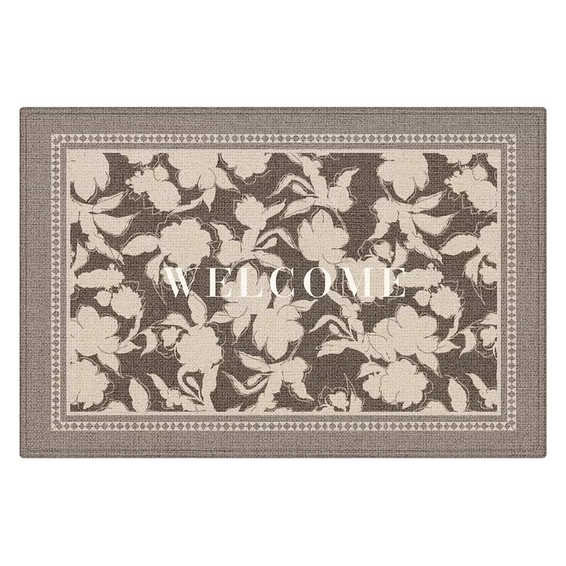 VIKAMA Nordic Teppich mit Blumenmuster in Beige, rechteckiger Samt-Staubteppich aus Polyester für Wohnzimmer und Eingangsbereich, B: 60 cm, T: 40 cm - Bild 3