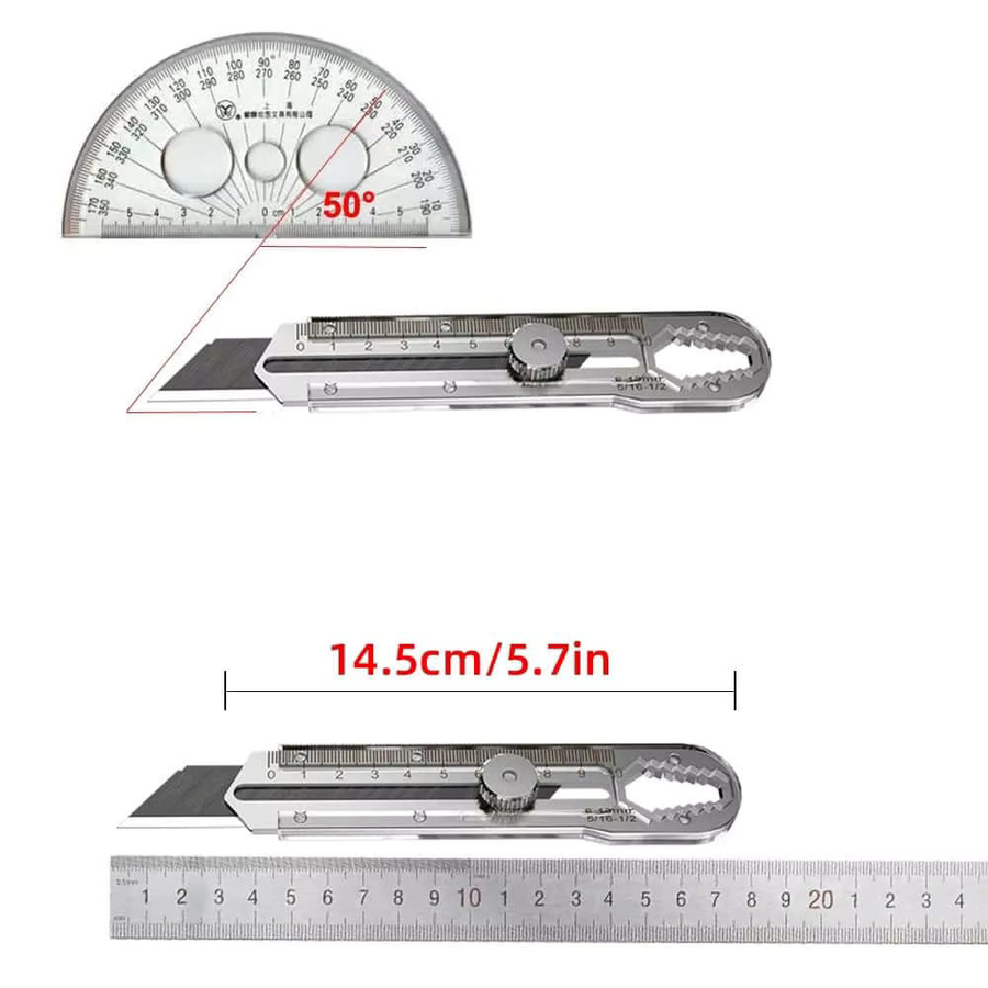 XMSJ 8-in-1 Mehrzweckmesser aus Edelstahl in Silber, einziehbares Allzweckmesser und Boxschneider - Bild 5