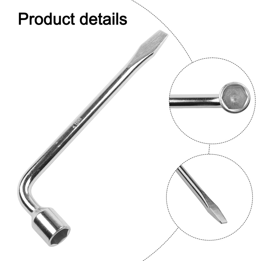 DAZZLEEX 3-teiliges Radmutternschlüssel-Set in Silber, L-förmige Sechskant-Schraubenschlüssel für 17mm, 19mm und 21mm, Auto-Handwerkzeug-Zubehör - Bild 2