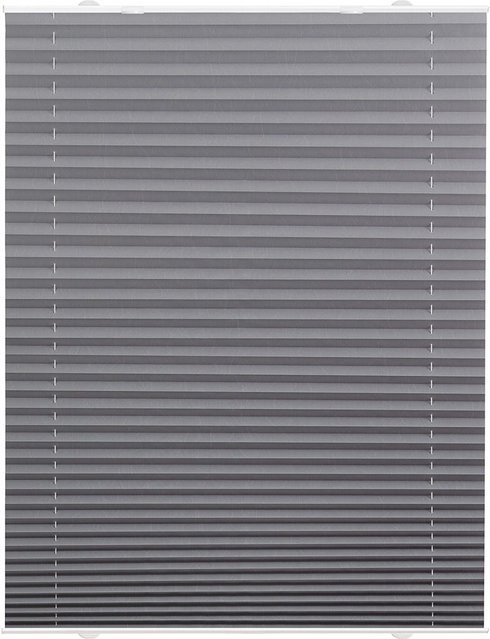 Lichtblick Plissee Haftfix ohne Bohren, Grau, B: 85 cm, H: 130 cm - Bild 1