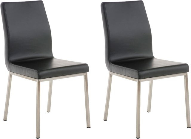 CLP 2er Set Esszimmerstühle Colmar mit gepolsterter Kunstledersitzfläche und Edelstahlgestell in modernem Design - Bild 1