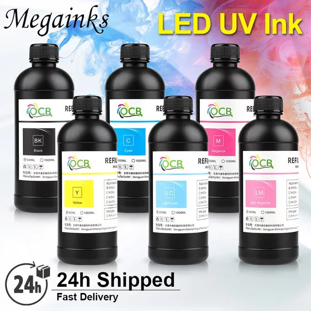 LED UV Tinte Blau für Epson Roland Mimaki Mutoh Druckköpfe, 500 ml - Bild 1