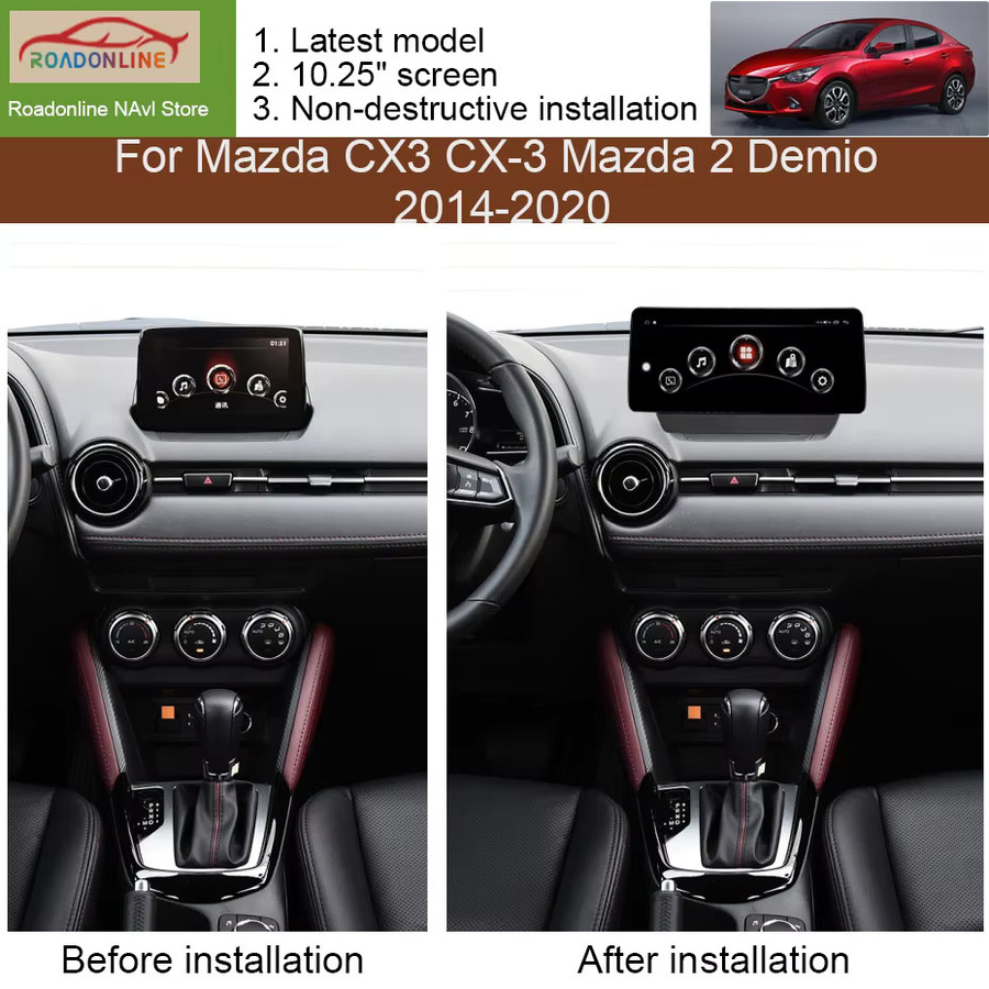 roadonline Android 15 Autoradio mit 10,25 Zoll Display für Mazda CX3 CX-3 und Mazda 2 Demio 2014-2020, Multimedia-Videoplayer mit CarPlay, 4G und WLAN, Schwarz - Bild 2