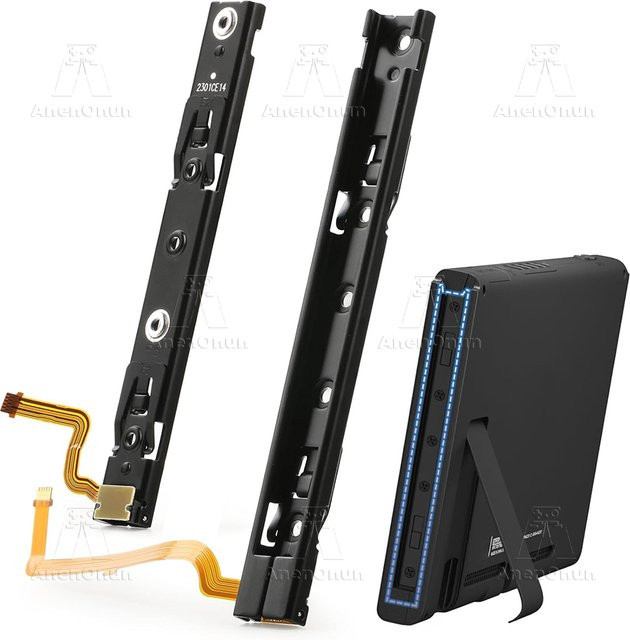 Nintendo Switch Premium Ersatzset für Konsolenschiebeschienen mit Sensor-Flexkabel in Schwarz (Links und Rechts) - Bild 1