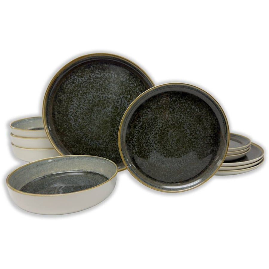 KEVOLI home Tafel-Set aus Porzellan in Grau, 12-teilig - Bild 2
