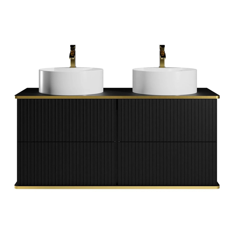 Vente-unique Doppelwaschtisch Keliza in Schwarz mit Gold und Streifenoptik, Breite: 120 cm - Bild 2