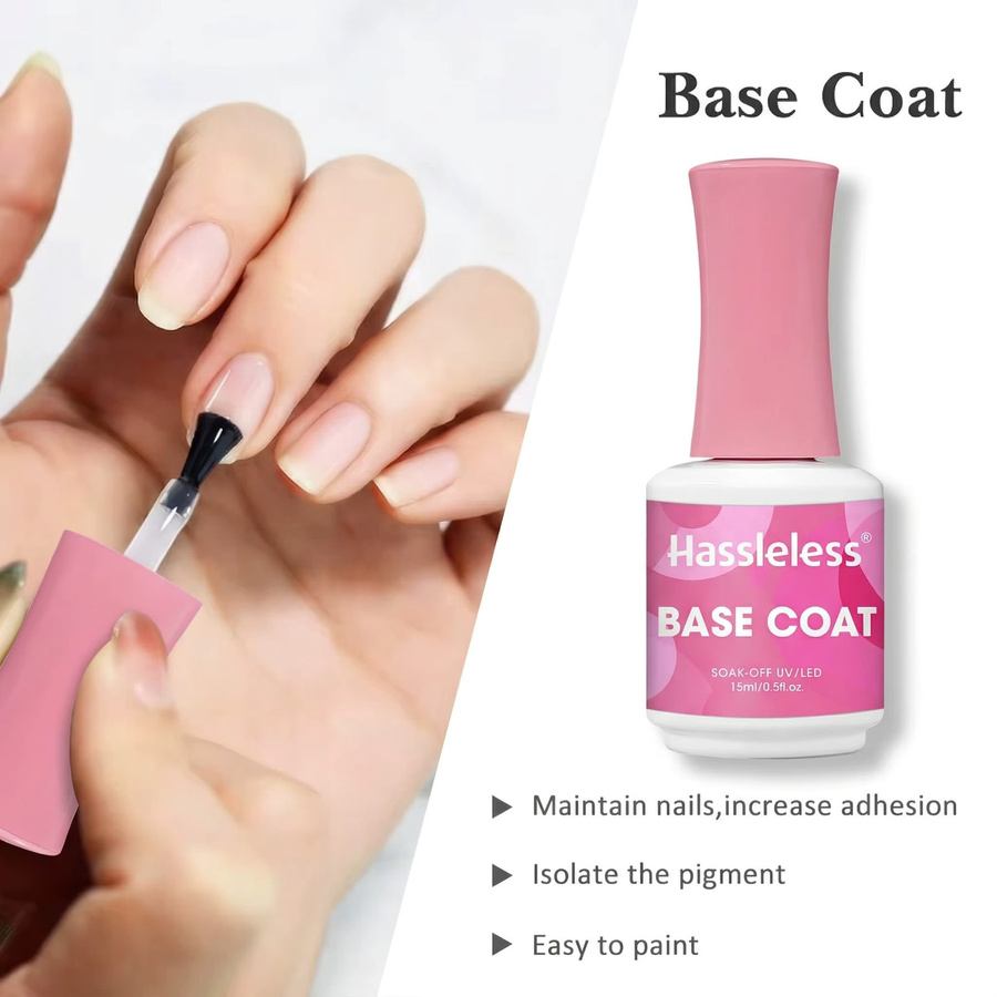 Hassleless Base Coat & Top Coat Gel Polish, 15 ml, Transparent, Glänzend - Bild 2