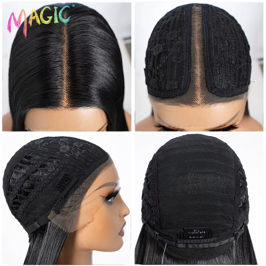 Magic Lace-Front-Perücke, synthetisch, Ombre, Braun-Rot-Blond, Damen - Bild 1